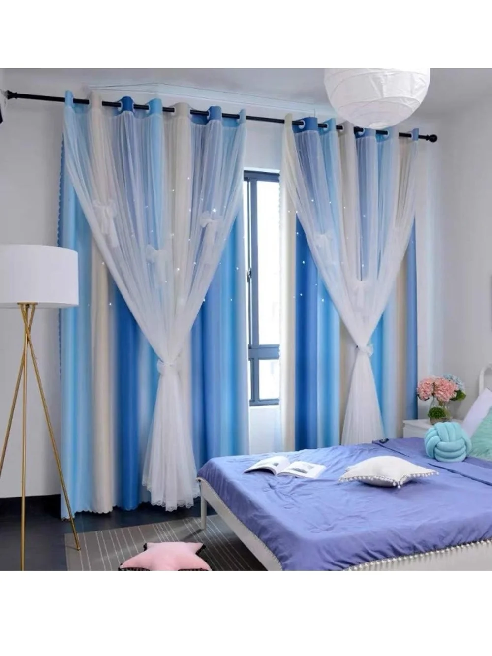 Blue & Beige Curtains for Kids Room